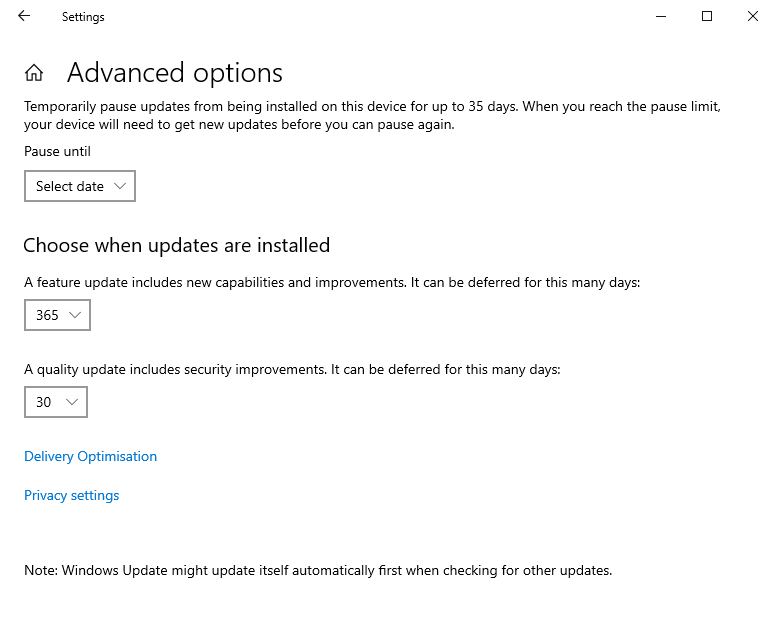 pasue Windows update