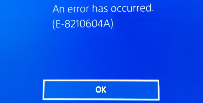 PlayStation error E-8210604A