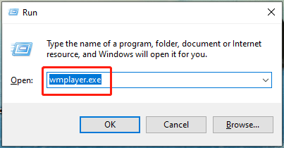  type wmplayer.exe and press Enter