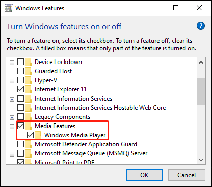 select Windows Media Player