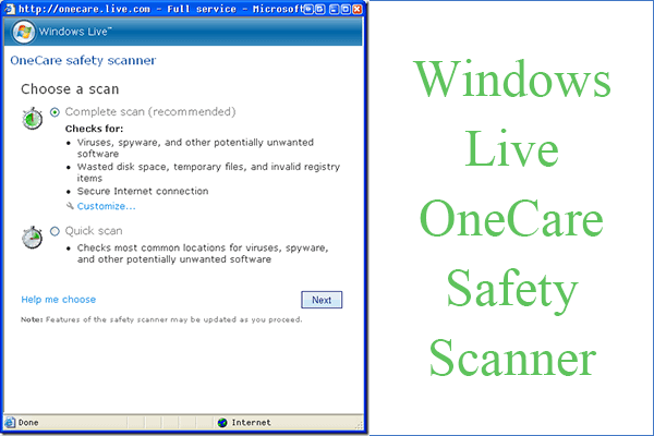 windows live onecare safety scanner thumbnail