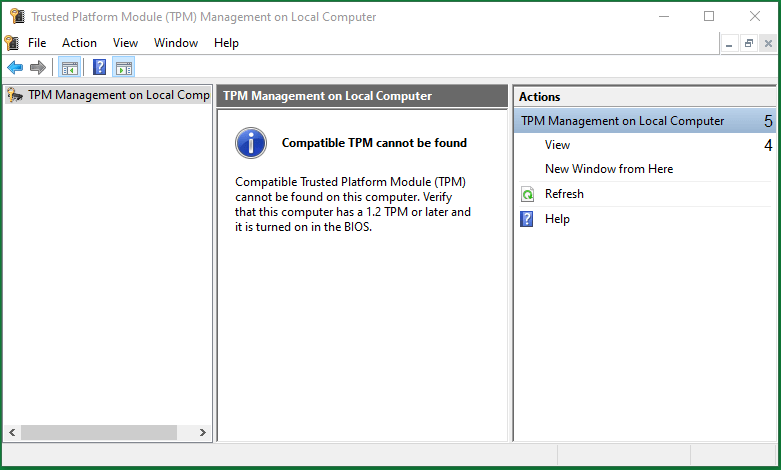 compatible TPM cannot be found