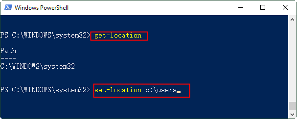 PowerShell get or set working directory location