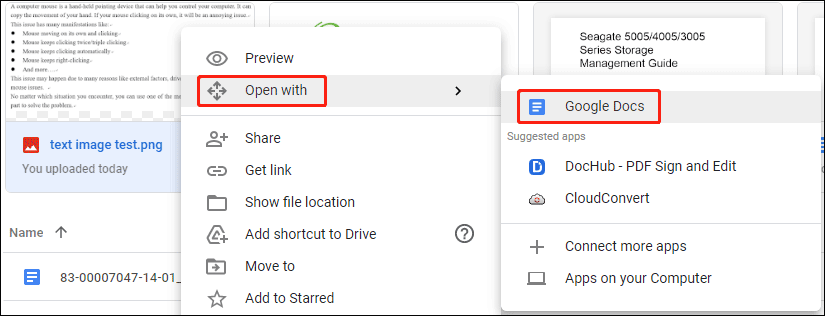 open an image with Google Docs
