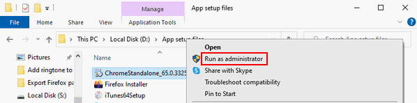 Run Chrome as administrator