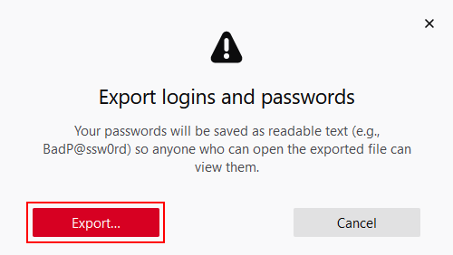Export logins and passwords