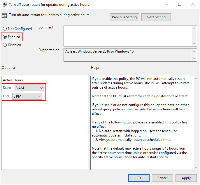 how to off auto restart in windows 10