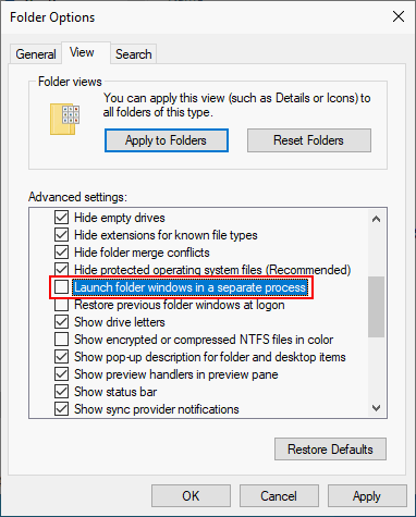 Change Folder Options