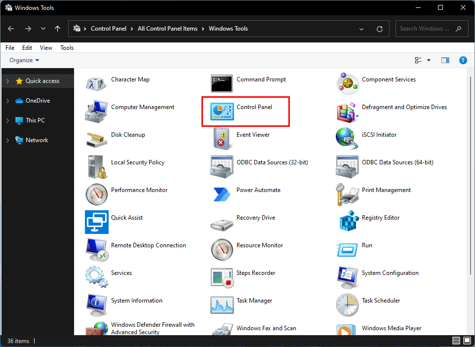 open control panel from cmd as admin windows 11