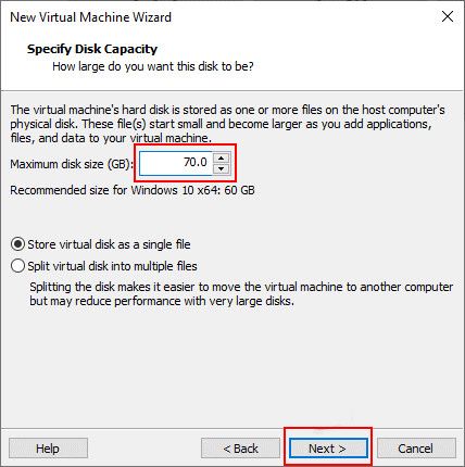 Specify Disk Capacity