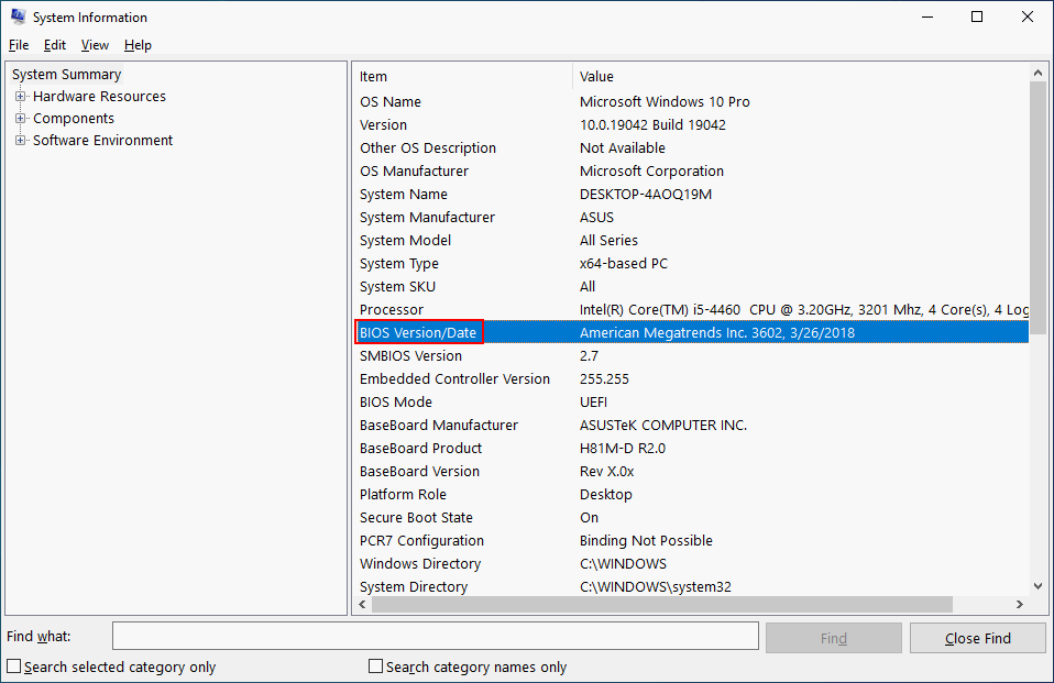 BIOS Version/Date