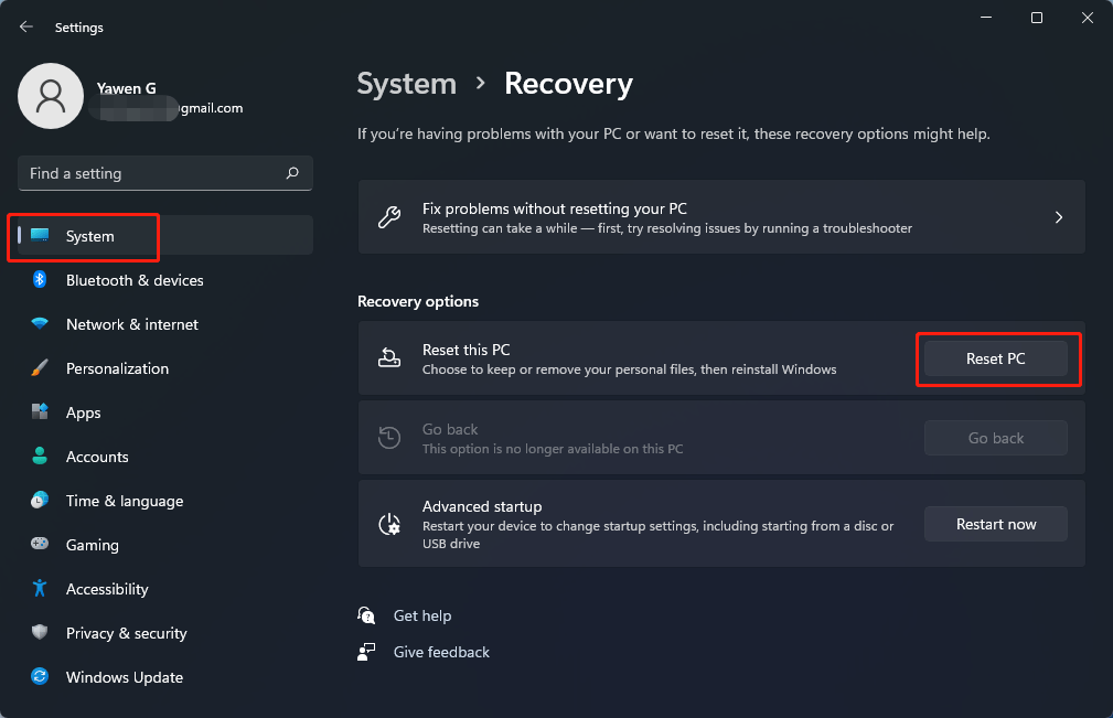 Reset PC