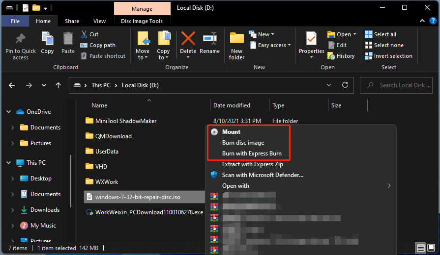 mount or burn ISO file in Windows 11