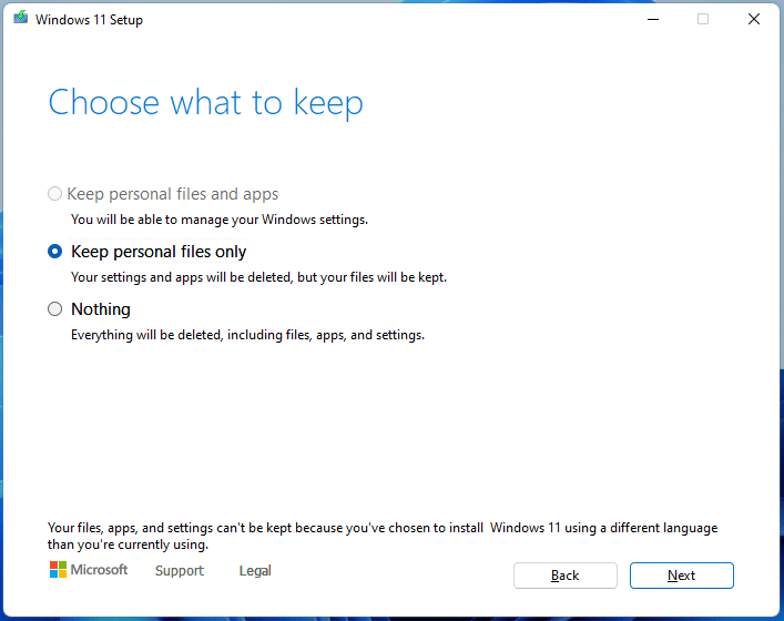 Fix Your Files, Apps, and Settings Can’t Be Kept Windows 10/11 MiniTool