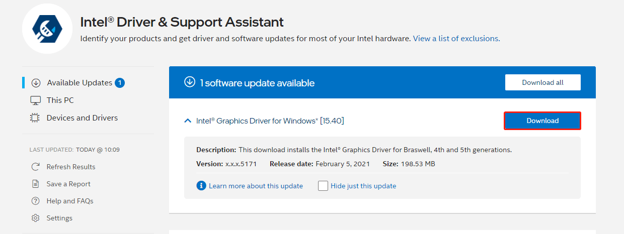 how to update intel driver utility
