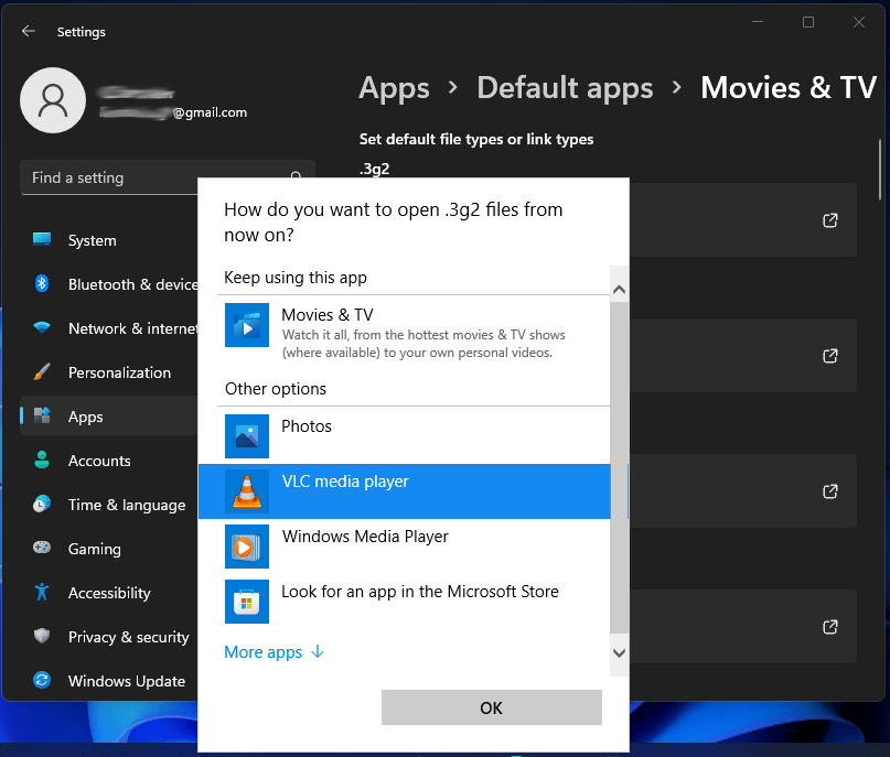 set VLC as default media player