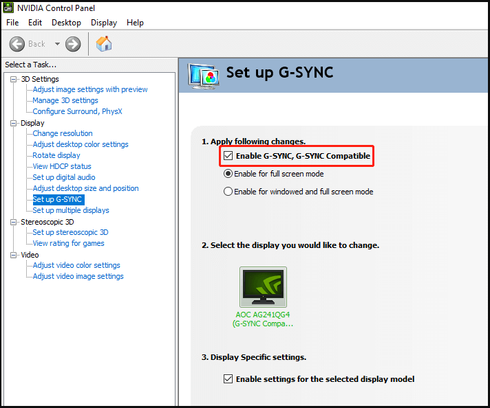 uncheck enable G-SYNC