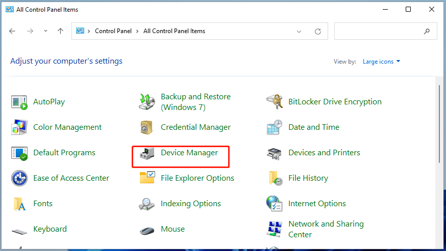 Open Windows 11 Device Manager via Control Panel