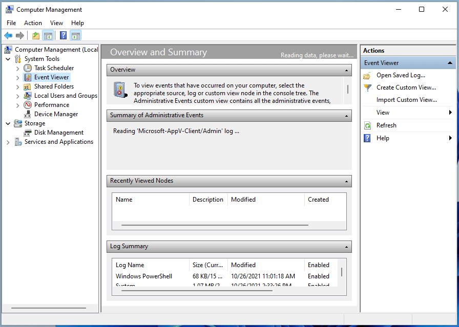 start Windows 11 Event Viewer in Computer Management