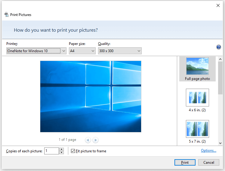 how to print pictures on Windows 10/11