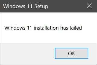 Windows 11 installation failed error