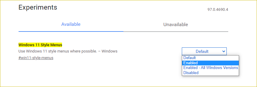 enable Windows 11 Style Menus