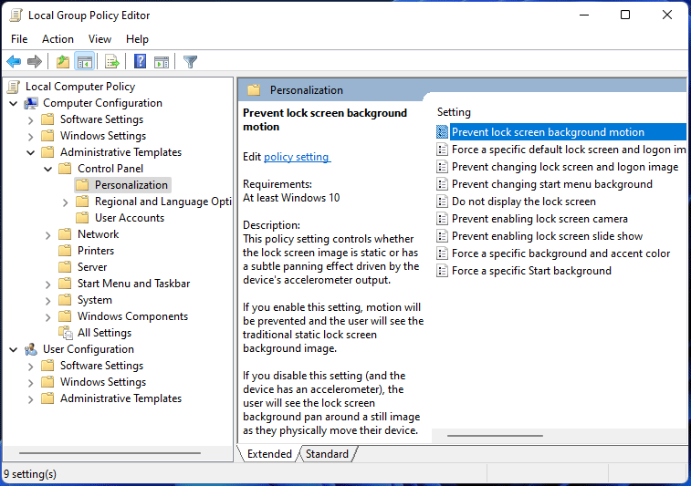 How to Enable/Disable Lock Screen Background Motion in Windows 11