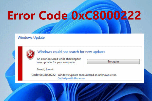 error code 0xC8000222