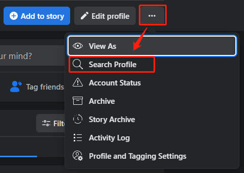 search profile in Facebook