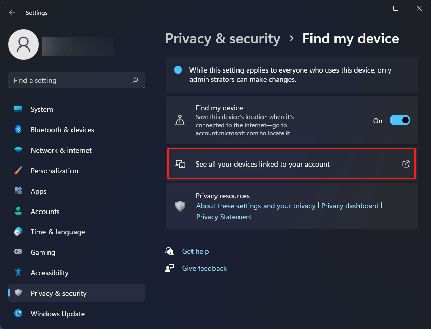 how-to-enable-or-disable-find-my-device-on-windows-11-10-minitool