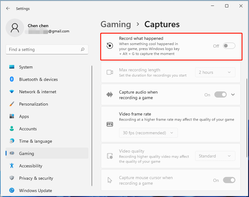 disable Windows 11 record what happened service