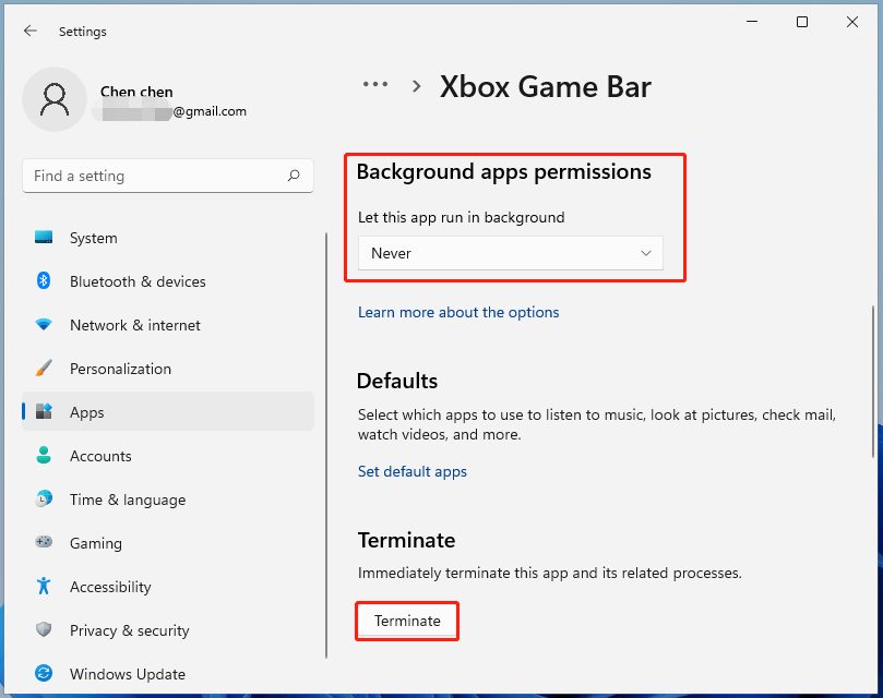 stop Windows 11 Xbox Game Bar from running in the background