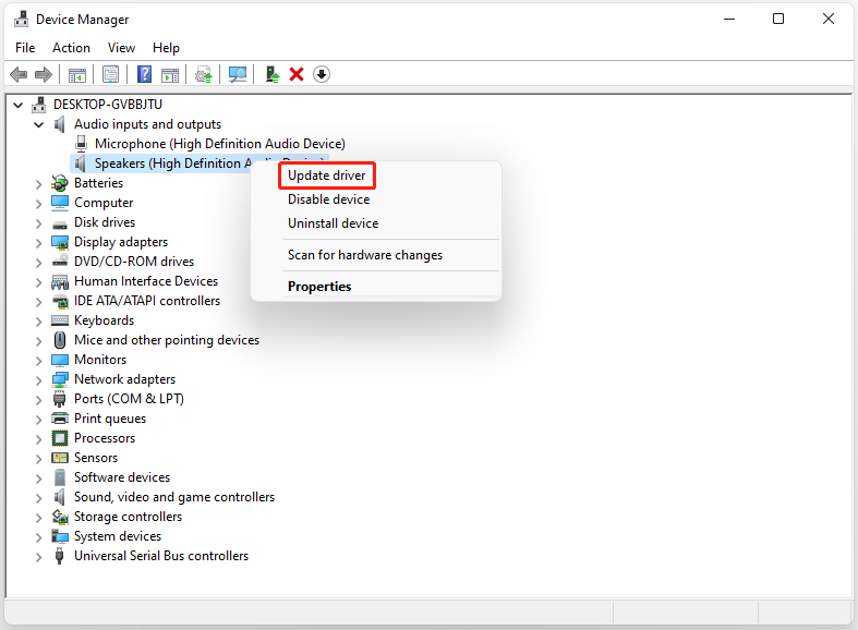 choose Update driver