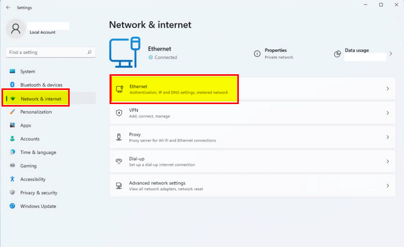 Windows 11 Network & internet