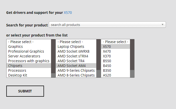 select your AMD product