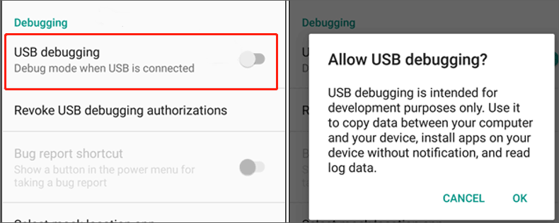 enable USB debugging on Android