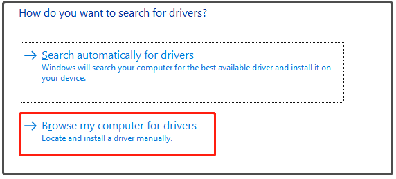 choose browse my computer for drivers
