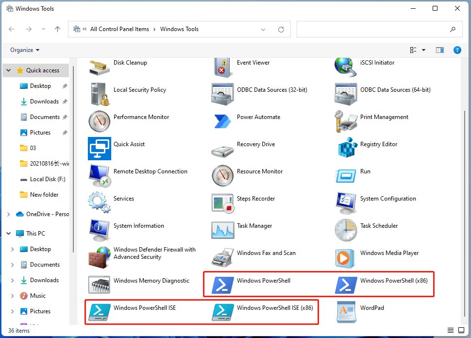 PowerShell in Windows Tools