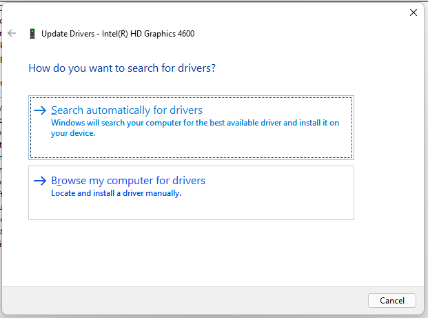 two options for updating the graphics driver