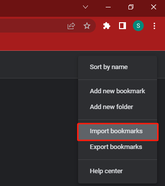 select Import bookmarks