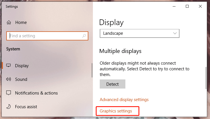 click Graphics settings
