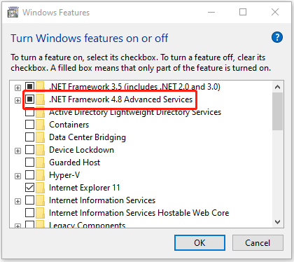 Install .NET Framework 4.8 Via Windows Features