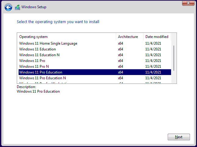 Windows 11 edition in setup