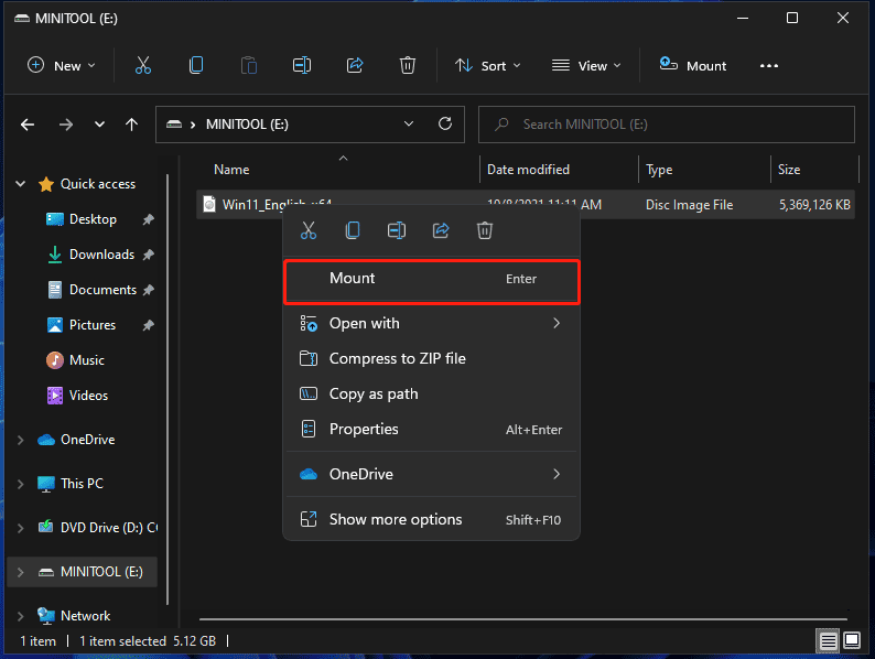 Windows 11 mount feature