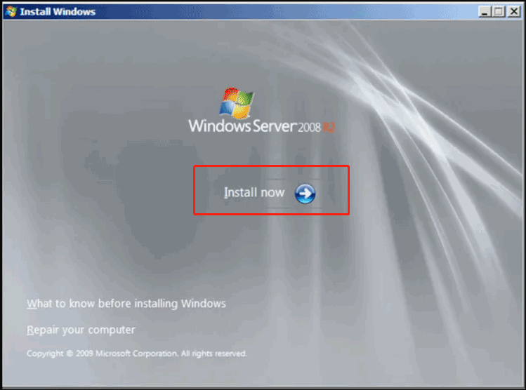 install Windows Server 2008 R2