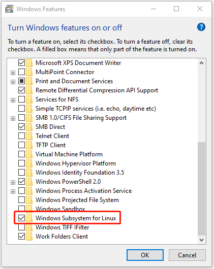 check Windows Subsystem for Linux