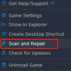 scan and repair game files