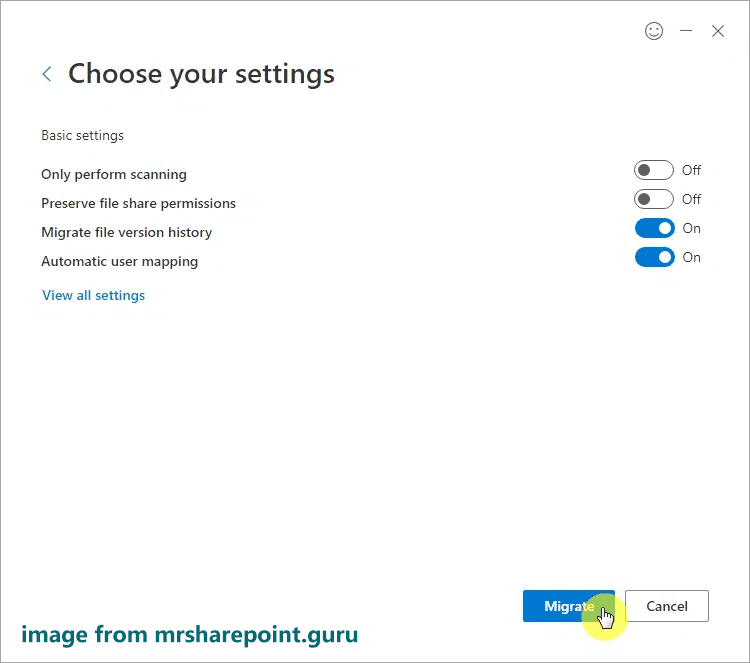 start content migration with SharePoint Migration Tool 