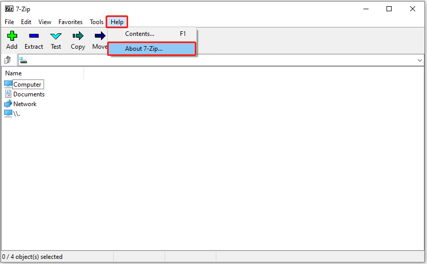 check the 7-Zip version