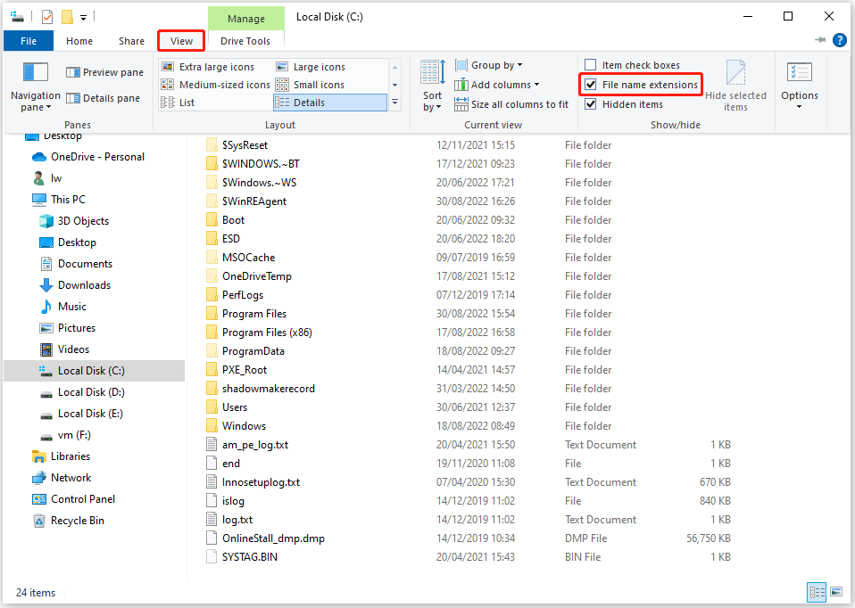 check File name extension